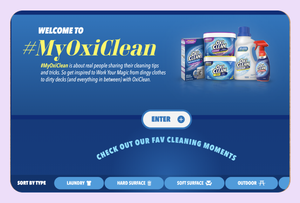 Welcome page for OxiClean's UGC gallery page for #MyOxiClean